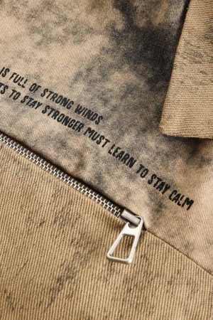 Concert Outfit Distressed  Double-Layer Collar Workwear Jacket