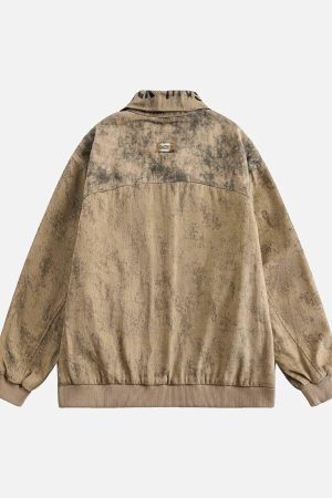 Concert Outfit Distressed  Double-Layer Collar Workwear Jacket