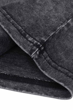 Concert Outfit Distressed Embroidered Denim Collar Polo Shirt