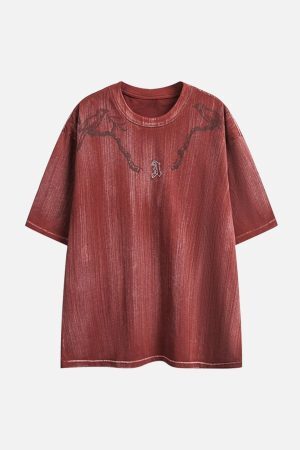 Concert Outfit Distressed Embroidered Letter T-Shirt