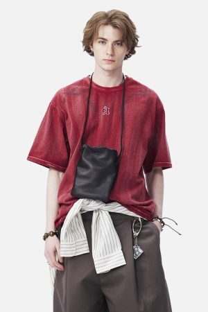 Concert Outfit Distressed Embroidered Letter T-Shirt