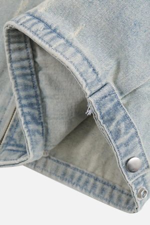 Concert Outfit Distressed Frayed Lapel Denim Jacket
