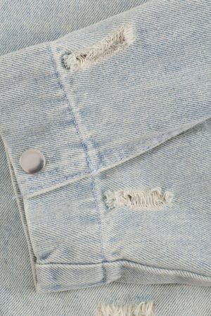 Concert Outfit Distressed Frayed Lapel Denim Jacket