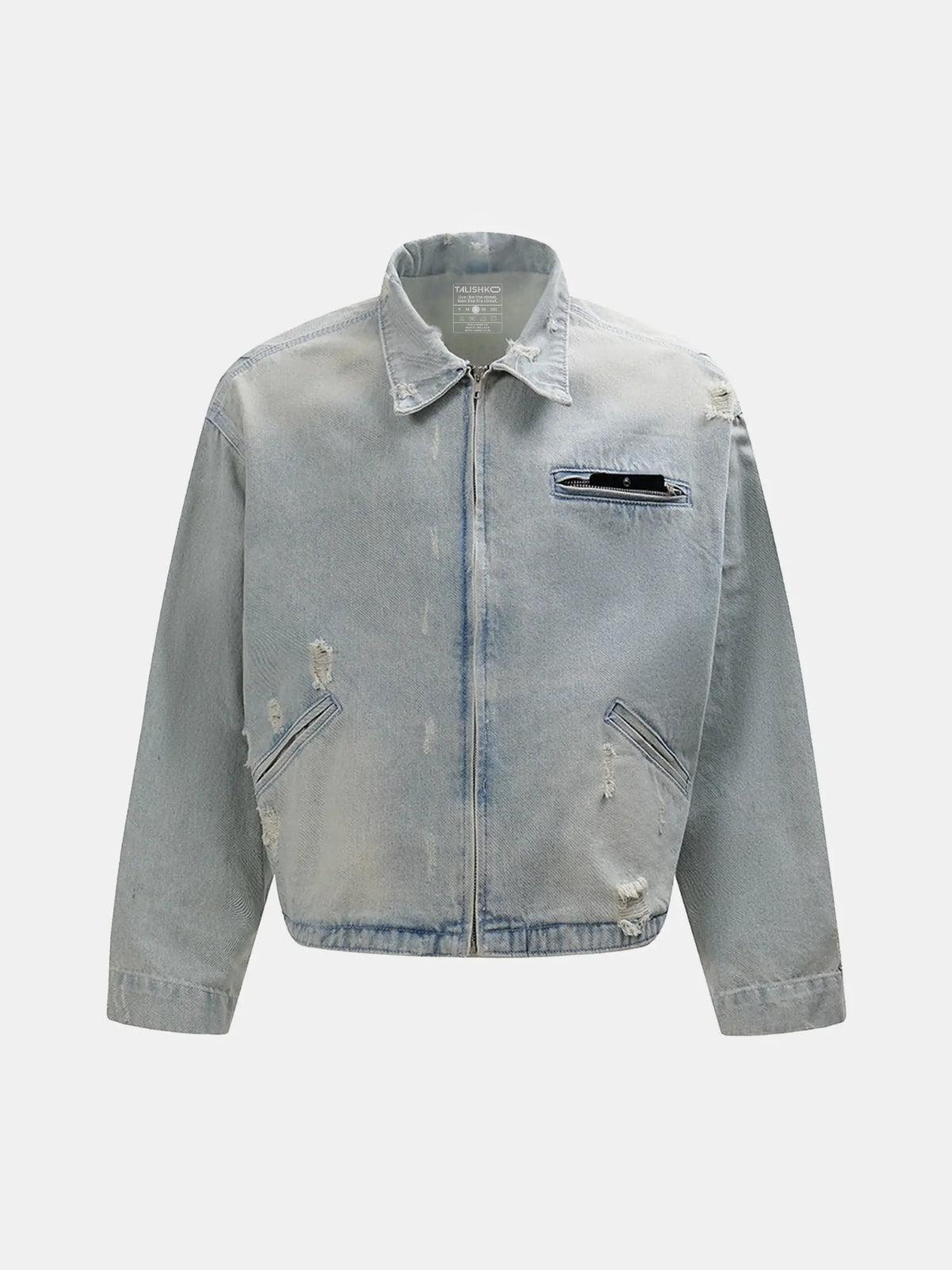 Concert Outfit Distressed Frayed Lapel Denim Jacket Concert Outfit Distressed Frayed Lapel Denim Jacket