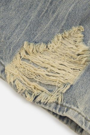Concert Outfit Distressed Fringe Loose Jeans