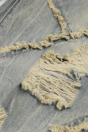 Concert Outfit Distressed Fringe Loose Jeans