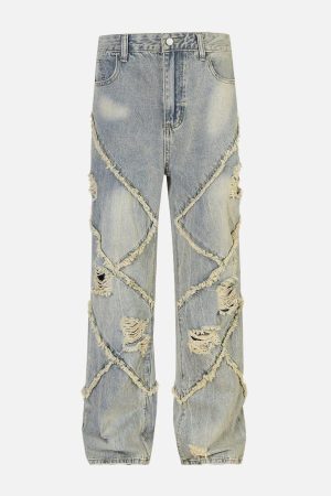 Concert Outfit Distressed Fringe Loose Jeans