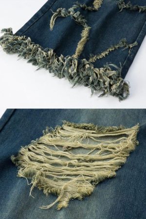 Concert Outfit Distressed Fringe Star Jeans