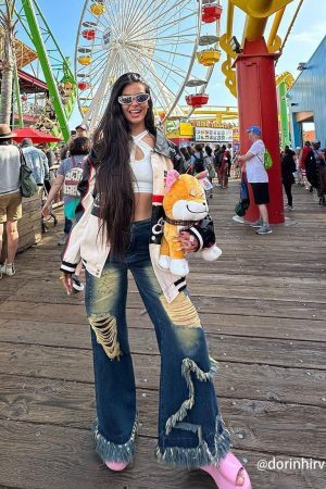 Concert Outfit Distressed Fringe Star Jeans