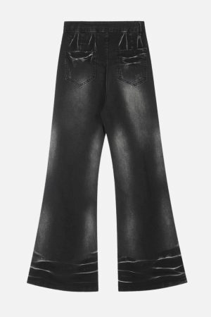 Concert Outfit Distressed Fringe Washed Jeans