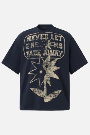 Concert Outfit Distressed Fun Print Crew Neck T-Shirt