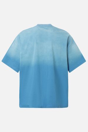 Concert Outfit Distressed Gradient Letter Print Crew Neck T-Shirt