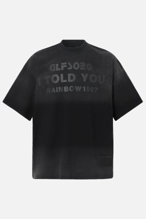 Concert Outfit Distressed Gradient Lettering Print T-Shirt