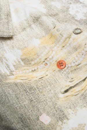 Concert Outfit Distressed Graffiti Gradient Quilted Bomber Jacket