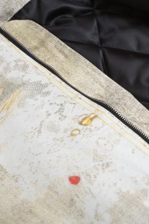 Concert Outfit Distressed Graffiti Gradient Quilted Bomber Jacket