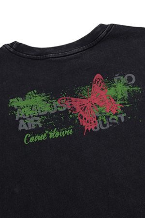 Concert Outfit Distressed Graphic Butterfly Print Vest