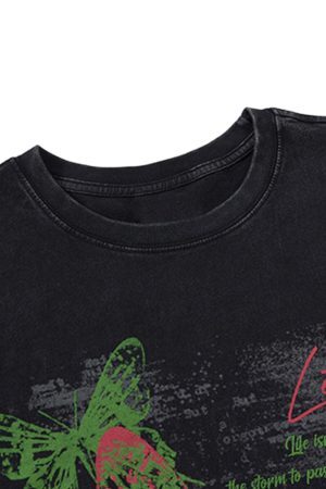 Concert Outfit Distressed Graphic Butterfly Print Vest