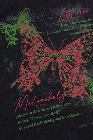 Concert Outfit Distressed Graphic Butterfly Print Vest