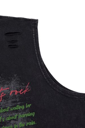 Concert Outfit Distressed Graphic Butterfly Print Vest