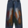 Concert Outfit Distressed Ink Graffiti Straight Jeans
