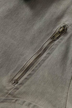 Concert Outfit Distressed Irregular Zip Up Denim Jacket