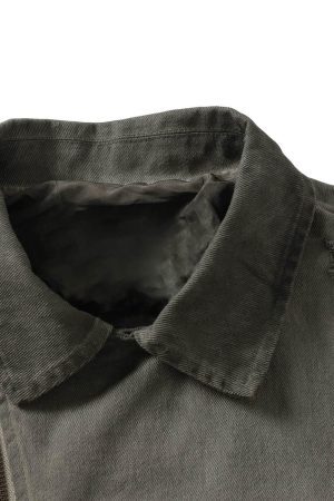 Concert Outfit Distressed Irregular Zip Up Denim Jacket