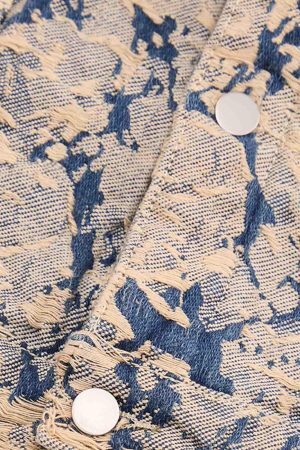 Concert Outfit Distressed Jacquard Denim Jacket