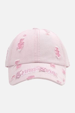 Concert Outfit Distressed Letter Embroidery Baseball Cap