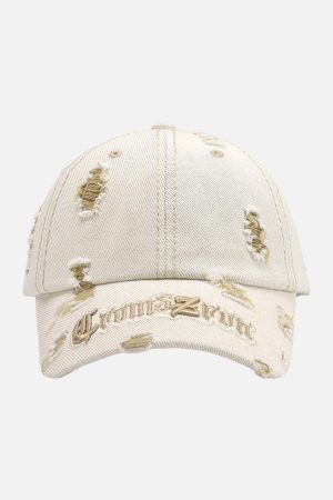 Concert Outfit Distressed Letter Embroidery Baseball Cap