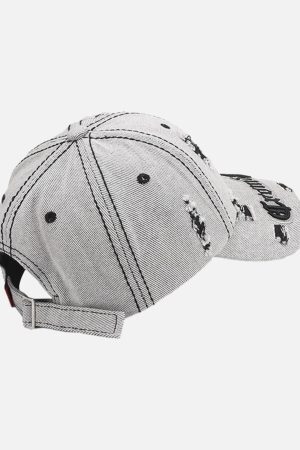 Concert Outfit Distressed Letter Embroidery Baseball Cap