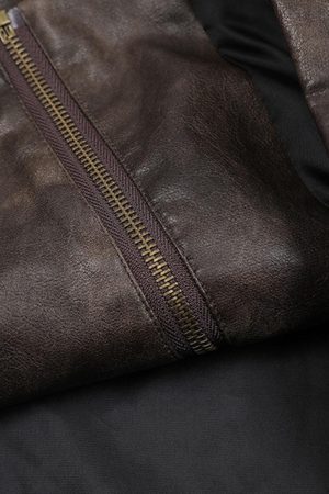 Concert Outfit Distressed Letter Embroidery Motorcycle PU Leather Jacket