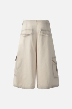 Concert Outfit Distressed Multi-Pocket Cargo Jorts