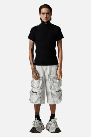 Concert Outfit Distressed Multi-Pocket Cargo Shorts