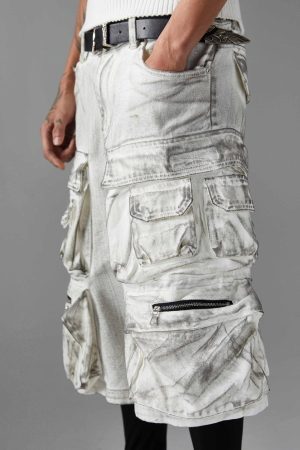 Concert Outfit Distressed Multi-Pocket Cargo Shorts