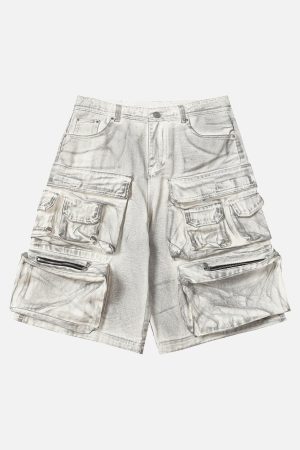 Concert Outfit Distressed Multi-Pocket Cargo Shorts