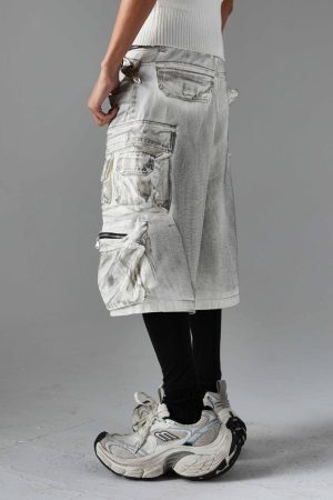 Concert Outfit Distressed Multi-Pocket Cargo Shorts