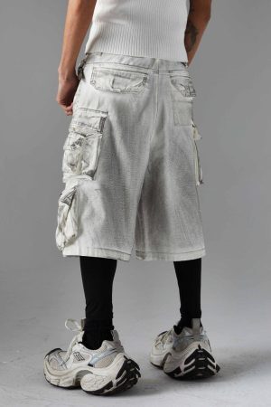 Concert Outfit Distressed Multi-Pocket Cargo Shorts