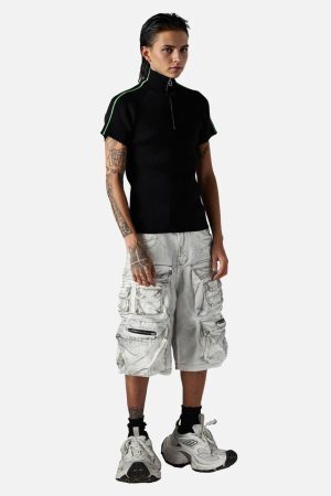 Concert Outfit Distressed Multi-Pocket Cargo Shorts