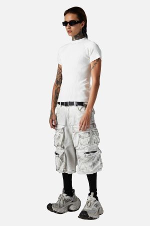 Concert Outfit Distressed Multi-Pocket Cargo Shorts