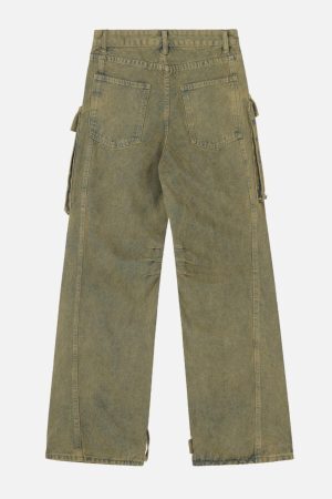 Concert Outfit Distressed Multi Pocket Loose Jeans