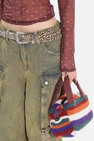 Concert Outfit Distressed Multi Pocket Loose Jeans