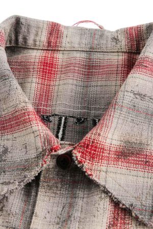 Concert Outfit Distressed Patch Plaid Short-Sleeve Shirt