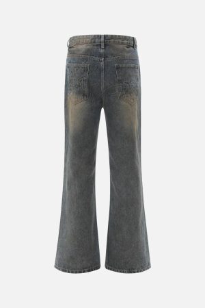 Concert Outfit Distressed Pigment Printed Bootcut Jeans