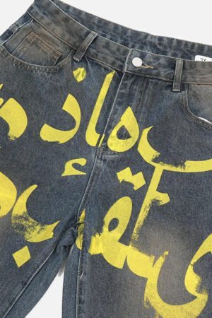 Concert Outfit Distressed Pigment Printed Bootcut Jeans