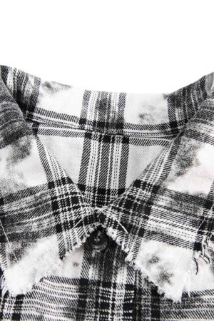 Concert Outfit Distressed Plaid Lace Short-Sleeve Shirt