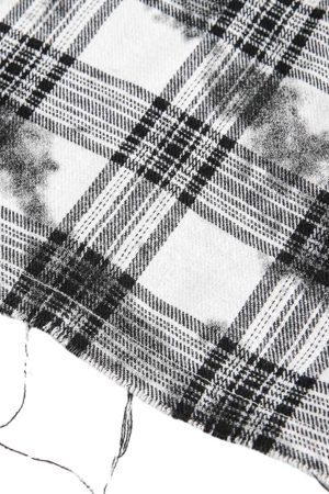 Concert Outfit Distressed Plaid Lace Short-Sleeve Shirt