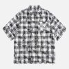 Concert Outfit Distressed Plaid Lace Short-Sleeve Shirt