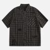 Concert Outfit Distressed Plaid Short-Sleeve Shirt