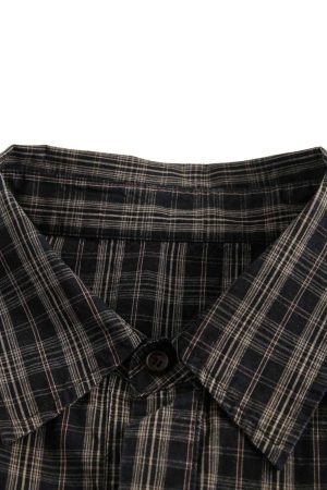 Concert Outfit Distressed Plaid Short-Sleeve Shirt