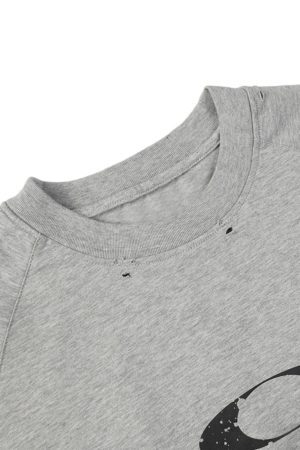 Concert Outfit Distressed Printed Faux Two-Piece Long-Sleeved T-Shirt